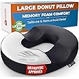 5 STARS UNITED Donut Pillow Hemorrhoid Tailbone Cushion – Large Black Seat Cushion Pain Relief for Coccyx, Prostate, Sciatica, Pelvic Floor, Pressure Sores, Pregnancy