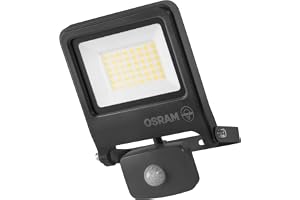OSRAM ENDURA FLOOD PC 30W LED-strålkastare med sensor, 3000K varmvit, 3000 lumen, IP44-strålkastarrörelsedetektor 9m, tidsstyrning 5s-10min