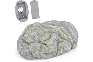 NIBOKEN Piedra Ocultar un Llave de Repuesto, Caja de Almacenamiento Piedra de Imitación con Compartimento Secreto para Geocaching, Adornos Jardin, Caja Fuerte Camufladas (Gris Claro)