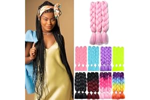 YAMEL Braiding Hair Extension, Kanekalon Braiding Hair for Braiding Crochet Twist Box Braids Hair 24 Inch 3 Piece Light Pink Jumbo Braiding Hair