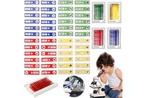 SHOWHEEL 48 Stück Mikroskop Zubehör, Mikroskop Objektträger mit biologischen Proben, 24 Dauerpräparaten zu Tieren, Pflanzen, Insekten, Fasern und Pollen, Wissenschaftliche Ausbildung für Kinder