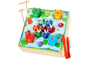 Seagoal Wooden Fishing Game,Montessori Toys for Children 3 in 1 Magnetic Kids Fishing Game Gift for Girls Boys