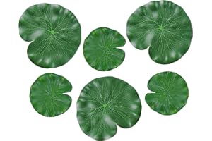 IRYNA 6Pcs Artificial Lily Pads Leaves Floating Foam Lotus Leaves Realistic Floating Lotus Leave for Home Garden Ponds Pool Landscape Decoration (10cm & 17cm)