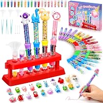 Kit De Creación De Bolígrafos Personalizados Para Niños - 90+ Piezas, 20 Bolígrafos Retráctiles, Colores Y Accesorios Brillantes