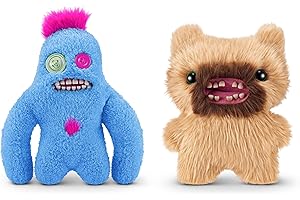 Fuggler Hairy Fuggs 22 cm série 1 de ZURU, Peluche Funny Ugly Monster 2PK(Sasquoosh - Tuft - Blue and Screech - Beard - Blonde)
