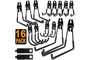 QUELIEN 16 Pack-Garagen-Wandhaken-Organisatoren für Hochleistungsschnur für Garagenlager, Schlauchhalter und Organisation-langlebig, platzsparendes Design für Heim-, Garage- und Workshop-Nutzung
