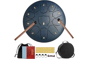 CIRULLI Steel Tongue Drums,6 pouces 11 Tons Mini Tambour Handpan D Key Percussion Steel Drum Kit,Pour Débutants/Adultes/Enfants,Livré Avec le Sac,Des Maillets et Des Médiators