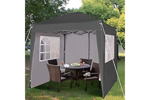 MCC DIRECT 2 x 2 m wasserdichter Pop-Up-Pavillon Falt-Pavillon mit silberfarbener Schutzschicht 4 Seitenwände WS (Grau)