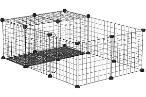 PawHut Recinto per Conigli, Porcellini d'India e Roditori Modulabile, Box per Animali con Accessori Montaggio, 105x70x35cm, Nero