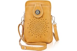 APHISON Designer Phone Bags for Women Crossbody, Sunflower Tassel Vegan Leather Crossbody Mobile Phone Bag, Small Crossbody Bags for Women Phone Purse Up to 6.7 inches with Adjustable Long Strap