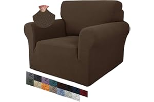 ‎MAXIJIN MAXIJIN Creative Jacquard Stuhlbezüge für das Wohnzimmer, Rutschfester Super-Stretch-Stuhlbezug mit Armen Hunde Haustierfreundlicher 1-teiliger elastischer Sofa-Couchschutz (1 Sitzer, Dunkler Kaffee)
