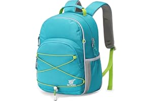 SKYSPER Rucksack Kinder 12L, Wanderrucksack ab 6-10 Jahre, Kindergartenrucksack Schulrucksack mit Brustgurt für Brotdose, Kindergarten, Schule, Ausflüge und Wanderungen,Grün