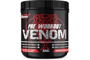 Pre Workout Venom 'Fruit Punch' - Pump Pre Workout Supplement by Freak Athletics - Elite Level Pre Workout Supplement - Pre Workout Powder Made in The UK - Available in Fruit Punch