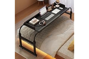 GXQFC Überbetttisch mit Rollen, Krankenhausbetttisch Laptop für Liegesessel Mobiler Computertisch Großer Beweglicher Zeichentisch mit Robusten Metallbeinen für das Heimbüro(Color:Schwarz)