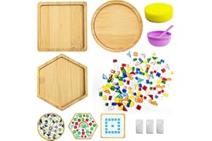 Tongboke 8 pièces Sous-Verre Mosaïque Kit, Bambou Tasse Sous-Verres, Mosaique Loisir Creatif, Mosaïque Décorez Sous-Verre, pour Activité Manuelle, Activités Familiales