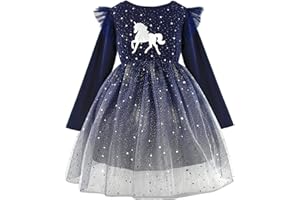 M MUNCASO Mädchen Prinzessin Kleid Stern Tüll Tutu Kleid Geburtstag Party Hochzeit Brautjungfer Festzug Kleinkind Mädchen Kleider für 3-8 Jahre