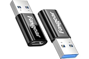 Fasgear Adapter USB na typ C, 2-pak USB 3.0 męski na USB C 3.1 żeński adapter do synchronizacji i ładowania kompatybilny z telefonem komórkowym, komputerem stacjonarnym, kablem typu C (2 Czarne)