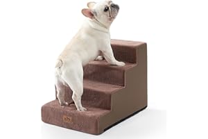COZY KISS Szerokie schody dla małych psów, schody dla zwierząt domowych, do łóżka, sofy, samochodu, antypoślizgowe schody dla starszych kotów, małych i średnich psów (brązowe, 60 x 45 x 45 cm, 4)