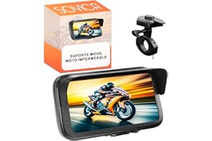 SOVICA Soporte movil Moto Bicicleta Bici Impermeable conexion rapida Funda con Visera antireflejos Valida para Smartphones hasta 7.6" sujecion irrompible al Manillar Universal