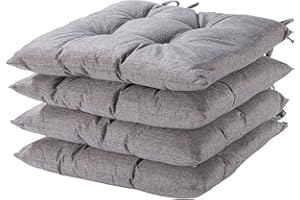 HAMO Seat Pad Cushions for Dining Chairs Set of 4, 40x40 cm, 16x16 inches (Grey)