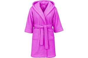 Dorian Home - Accappatoio Bambino e Bambina in Spugna con Cappuccio, Tasche, Cintura a Passanti e Gancio, 100% Cotone Traspirante Ipoallergenico - Morbido Durevole Assorbente per Piscina, Mare, Bagno