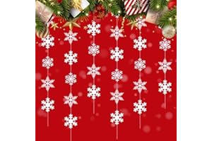 GIGGLEYE 36 Stück Schneeflocken Weihnachten Deko, 6x1.9 Meter Schneeflocke Girlande, Weihnachtsbaumschmuck, Schneeflocken Hängende Deko für Haus Weihnachten Winter Party Fenster Dekorationen