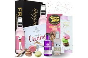 SPARKLING DIRECT Pink Gin Gift Set - Gin Gifts for Women, Gin and Tonic Birthday Gifts for Her with Chocolate - Boxed Hamper Presents for Best Friend and Gin Lovers