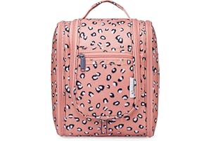 NARWEY Trousse de Toilette Femme Voyage Trousse de Toilette à Suspendre pour Vanity Femme Sac de Toilette Accessoires (Léopard (Moyen))