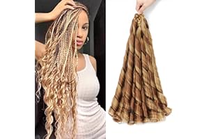 CAZSYSDD French Curly Braiding Hair for Box Braids 22 inch Loose Wave Braiding Hair Pre Stretched Bouncy Braiding Crochet Spiral Curl Synthetic Extensions for Women (P30/27#, 22 Inch)