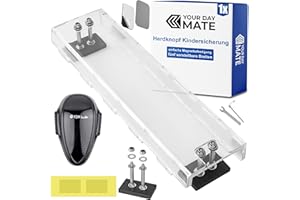 YOUR DAY MATE Bouton de la cuisinière Couvercle de l'interrupteur, cinq longueurs réglables, Transparent, Sécurité enfants avec fixation magnétique, Set avec sécurité bébé pour la porte du four, Boutons cuisinière