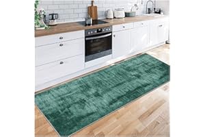 Siunwdiy Non-Slip Hall Runners 40x220cm Dark Green Extra Long Carpet Runner for Hallway Corridor Living Room Kitchen Bedroom Entryway – Washable,Durable Floor Mat,Narrow Rug for High Traffic Areas