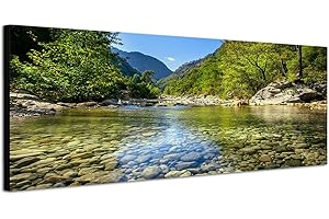 PAUL SINUS ART Gebirgsfluss Bach Quelle 150x50cm Breitbild als Panorama auf Leinwand und Keilrahmen fertig zum aufhängen - Unsere Breitbild als Panoramaer auf Leinwand bestechen durch ihre ungewöhnlichen Formate und dem extrem detaillierten Druck aus bis zu 100 Megapixel hoch aufgelösten Panoramafotos. Damit garantieren unsere Bilder einen fantastischen Bildeindruck, leuchtende Farben und gestochen scharfe Details. Qualität aus Deutschland