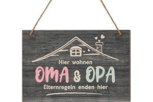 COLOFALLA 30 x 20cm Oma Opa Geschenk Weihnachten Geschenke Oma Opa Schild Oma Opa Deko Pension Geschenk Rente Geschenk Hier Wohnen Oma Opa Muttertag Geschenk Geburtstag Geschenk Oma Opa