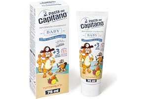 Pasta del Capitano, Dentifricio Baby Tuttifrutti, Delicato in Gel Gusto Tuttifrutti, con Sali di Fluoro e Calcio, Ideale per Bambini a Partire dai 3 Anni di Età, Tubetto da 75 ml, Made in Italy