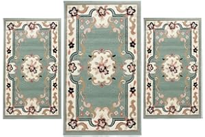 Carillo Set Parure Tappeto + Scendiletto 3 pz Tappeti Chinese Garden Dis. 2038 P427 Verde