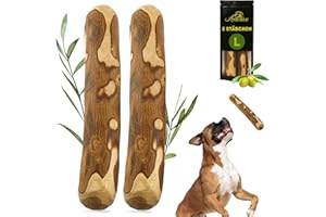 Anlolive | Pack 2 Natürliche Kausticks Größe L 20-23 cm | Für Mittelgroße und Große Hunde | Olivenholz-Stick | Widerstandsfähig, Gesund und Sicher | Zahnpflege und Stresslinderung