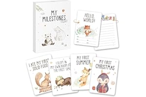 MARVELIGHTS 50 Baby Milestone Cards in English, Unisex Milestone Baby Cards for New Parents, Baby Monthly Milestone Cards, Ideal Baby Shower Gifts & Keepsake, New Baby Gift for Boy or Girl, New Mum Gifts