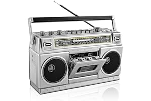 WISCENT Boombox Rétro Années 80 avec Bluetooth et Lecteur Cassette | Radio AM/FM/OC, Son Graves Puissants 24W, Riproduzione USB & Micro SD - Jack Cuffie e Portatile per Interno/Esterno