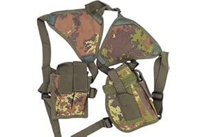 Glac Store Fondina Ascellare a Tracolla per Pistola, Regolabile, Tessuto Oxford, Nero/Verde/Camo Italiano