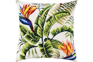 BRVSK Tropics. Needlepoint Kit. Cuscino per copriletto, 45 x 45 cm, tela stampata per tappezzeria, qualità europea