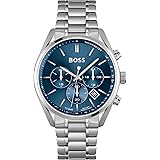 BOSS Orologio con Cronografo al Quarzo da uomo Collezione Champion con cinturino in acciaio inossidabile o Pelle Nero x1 (Ful