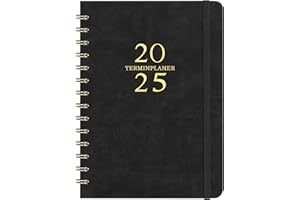 COLORAGE Kalender 2025 - A5 Terminplaner 2025 von Januar bis Dezember 2025, Kalender 2025 Buchkalender, Wochenplaner 2025 mit Innentasche, Elastischer Verschluss, 21.3 x 14.7cm - Schwarz
