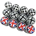 Zorratin Chrome Rim Wheel Valve Stem Cap Cover Screw with Checker Checkered BW Racing Flag Button for Mini Cooper r50 r53 r56 r56n f55 f56 r55 r52 r57 r58 r59 r60 r61 jcw