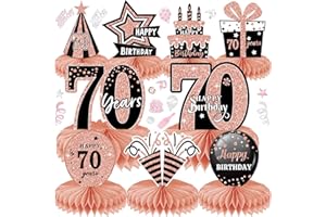 LWAIX 10pz Centrotavolo Compleanno 70 Anni Decorazioni da Tavolo Compleanno Oro Rosa Toppers da Tavolo per Uomini e Donne (70)