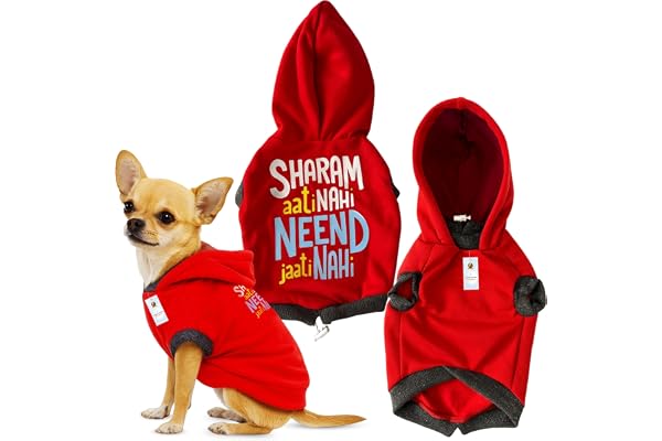 Foodie Puppies Dog Warm Winter Jacket - (Red, Printed Hoodie, 14 Inch) for Small Dogs Ultra Warm Windproof Coat Washable Pet Vest Apparel for Cold Weather I Indoor & Outdoor