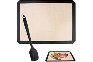 LEUUD Tapete de Silicona para Hornear Antiadherente Incluye Espátula, Alfombrilla para Horno Resistente al Calor y Reutilizable para Macaron Galletas Pizza Pan Pasta 30x40cm