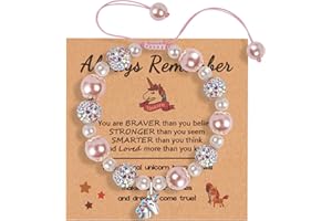 Aucuu Perlen Armband für Kinder und Frauen - Schmuck mit Verstellbarem Geflochtenem Seil, Stretch Perlen - Geschenk für Mädchen