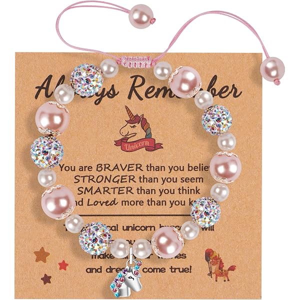Bracciale Regolabile Con Unicorno E Iniziale A Cuore - Gioiello Con Perline Acriliche E Zirconia Per Bambine E Ragazze