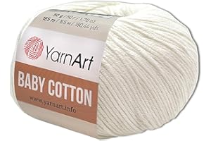 Frida's Wollhaus YarnArt 401 Fil à tricoter en coton acrylique pour bébé - 50 g - 55 couleurs - Blanc neige