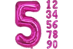 JARTTY Palloncino Numero 5 Fucsia Fuxia (102cm), Palloncini Compleanno 5 Anni, Numeri Gonfiabili Compleanno Grandi, Palloncino Numero Foil Gigante